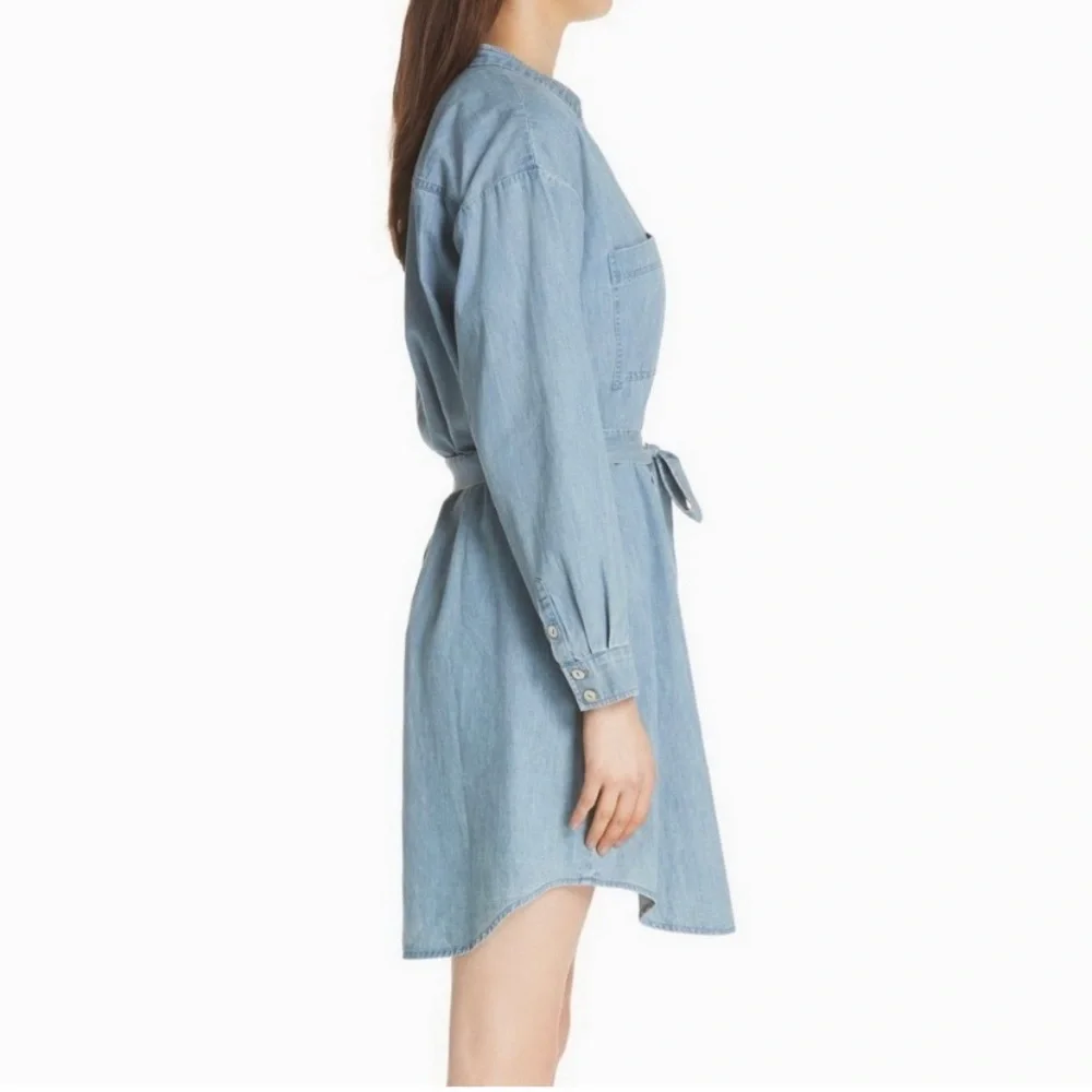 Eileen Fisher Light Blue Denim Shirt Dress - Picture 3 of 10